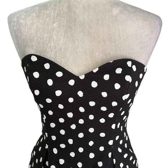 Lillie Rubin Vintage Strapless Black White Polka Dot Print Midi Pencil Dress 6 - Picture 3 of 12